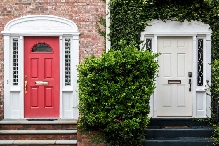 Two front doors in Surrey