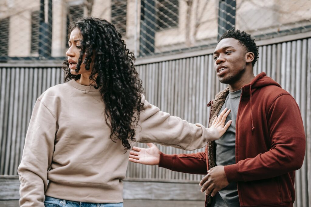 Couple arguing in Leeds