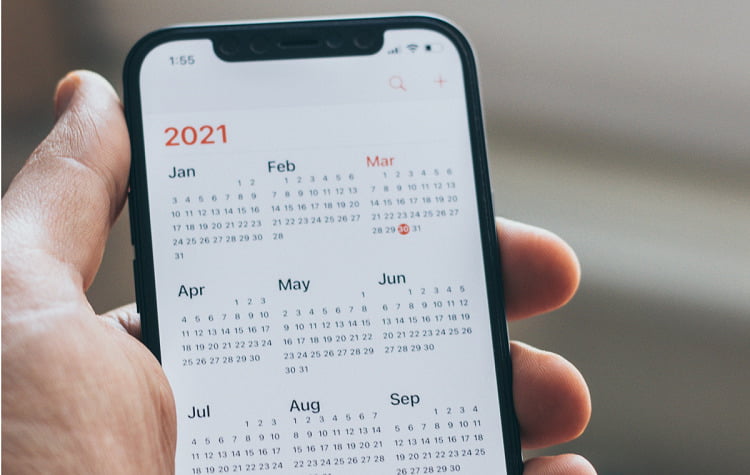 Calendar on a phone in Surrey