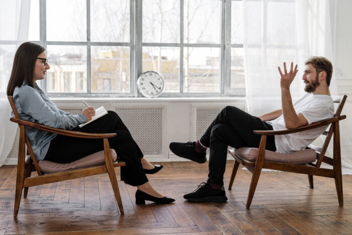 Therapist and patient at a rehab in North Wales