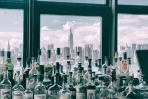 Bottles in a window