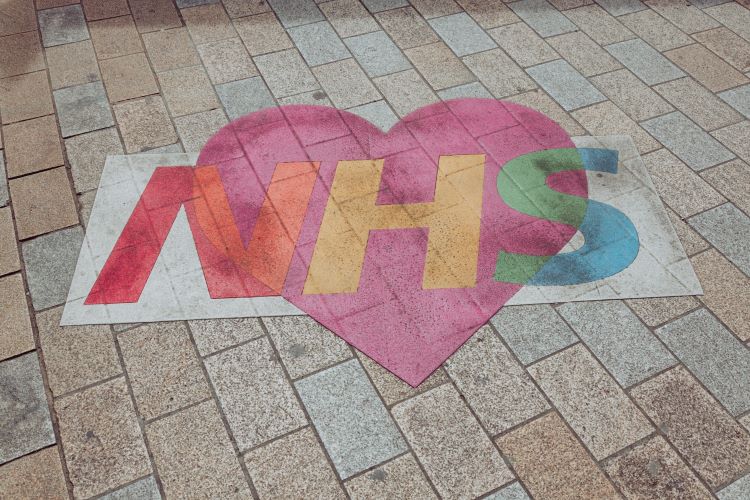 A path with an NHS sign and a heart through the middle in Southampton