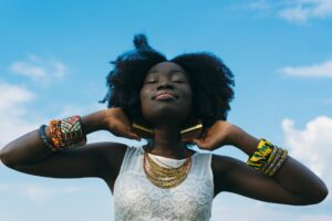 Woman looking relaxed and happy