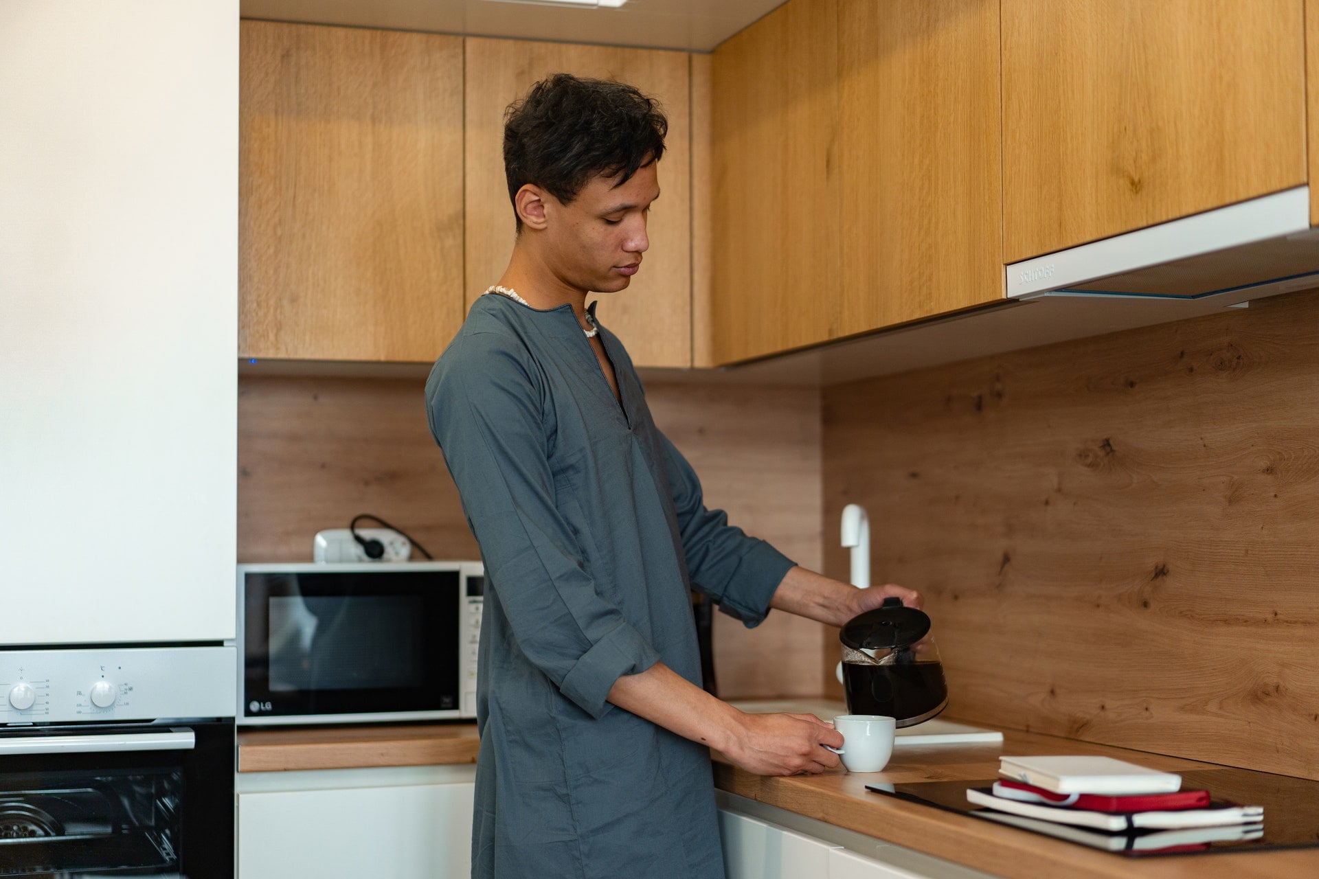 Person making coffee in the kitchen of a residential drug and alcohol rehab clinic in East Yorkshire