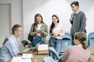 Teenagers working together