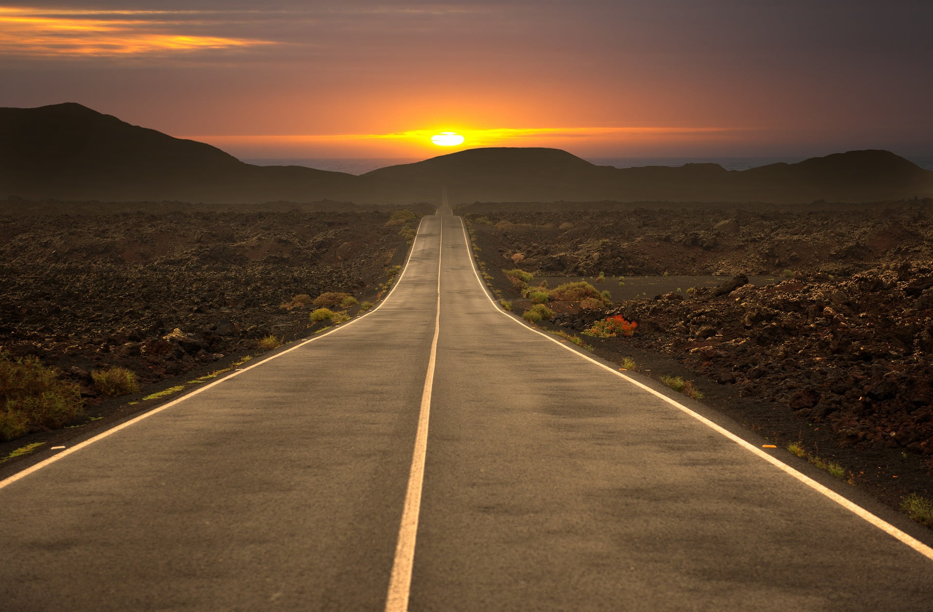 road in the sunset