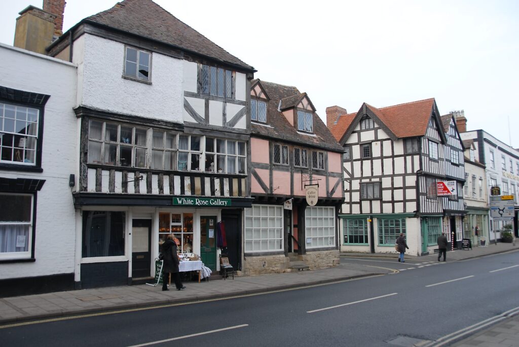 Tewkesbury old houses on a street