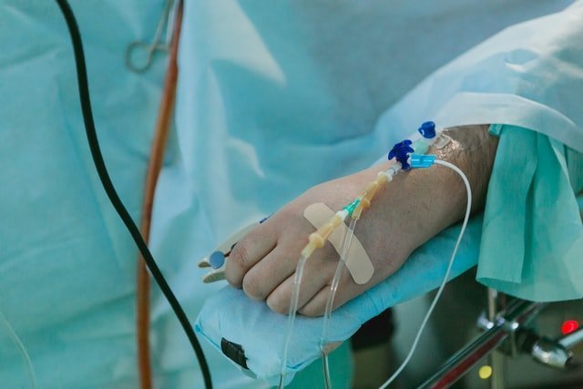 Patient lying in a hospital bed at a drug and alcohol rehab centre in Edinburgh