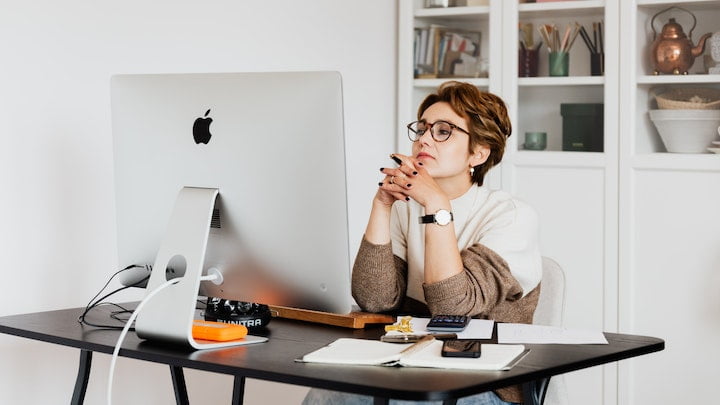 Woman at computer in Leeds