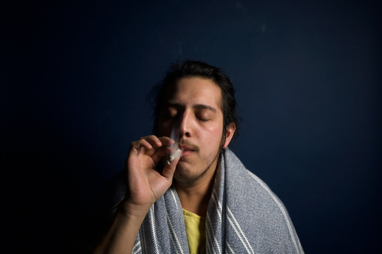 Man smoking cannabis