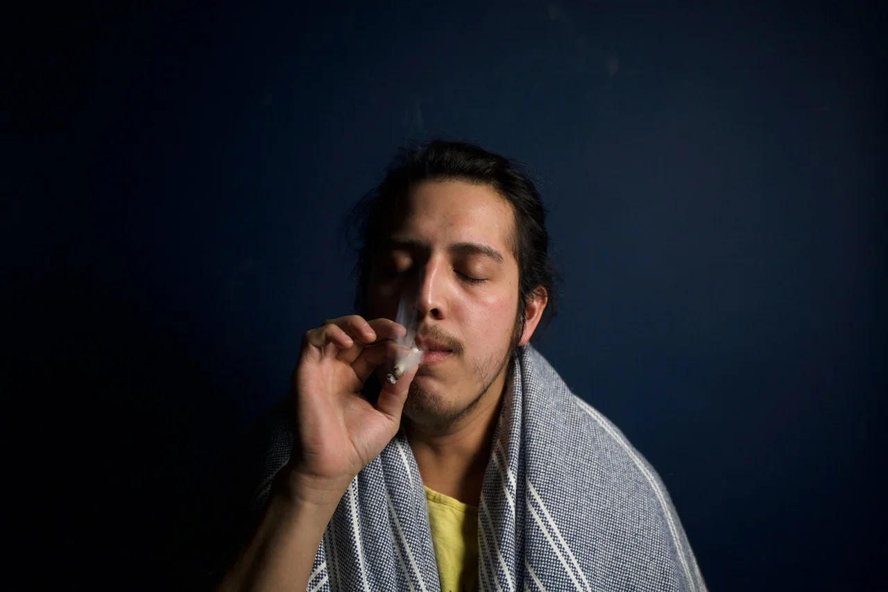 Man smoking cannabis