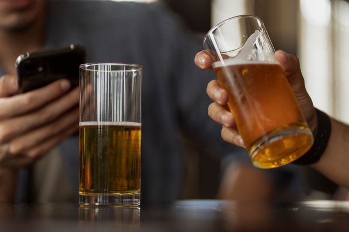 Drinking pints of beer